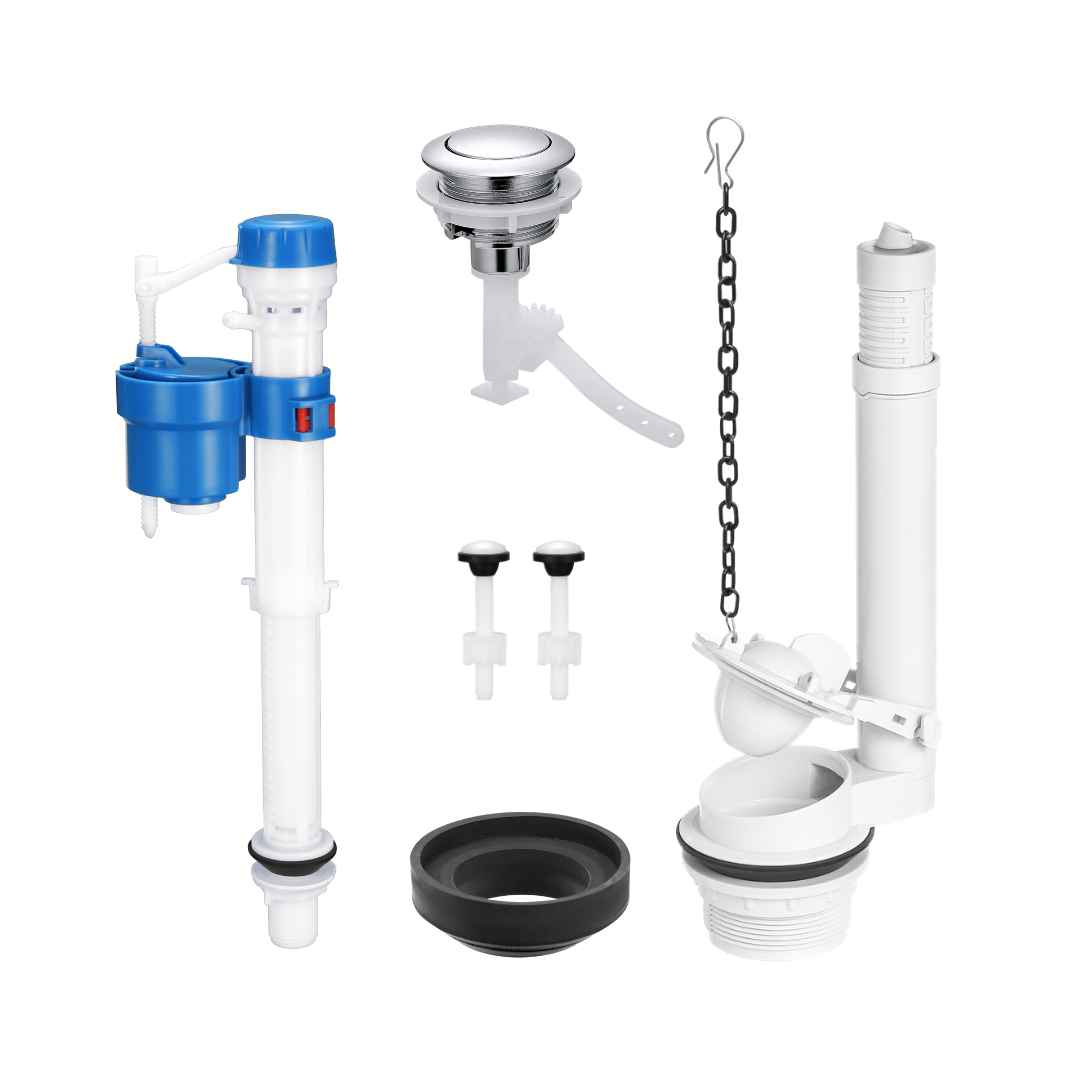Toilet Tank Repair Kit for Two Piece Toilet Adjustable Fill Valve and 2 Inch Single Flush Valve