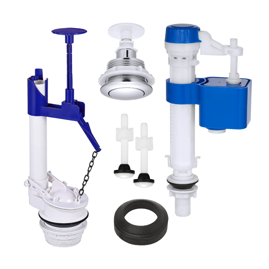 2 Inch Top Push Toilet Tank Repair Kit Display | Single Flush Valve with Bracket