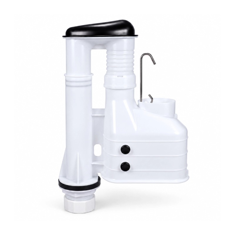 T0116A rectangular toilet syphon with adjustable body, lifting hook and flush-pipe coupling nut